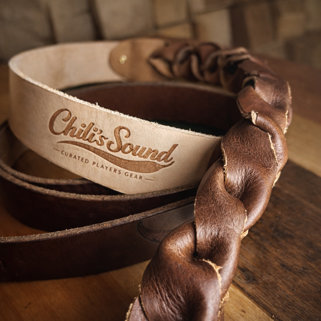 Full-grain leather guitar strap